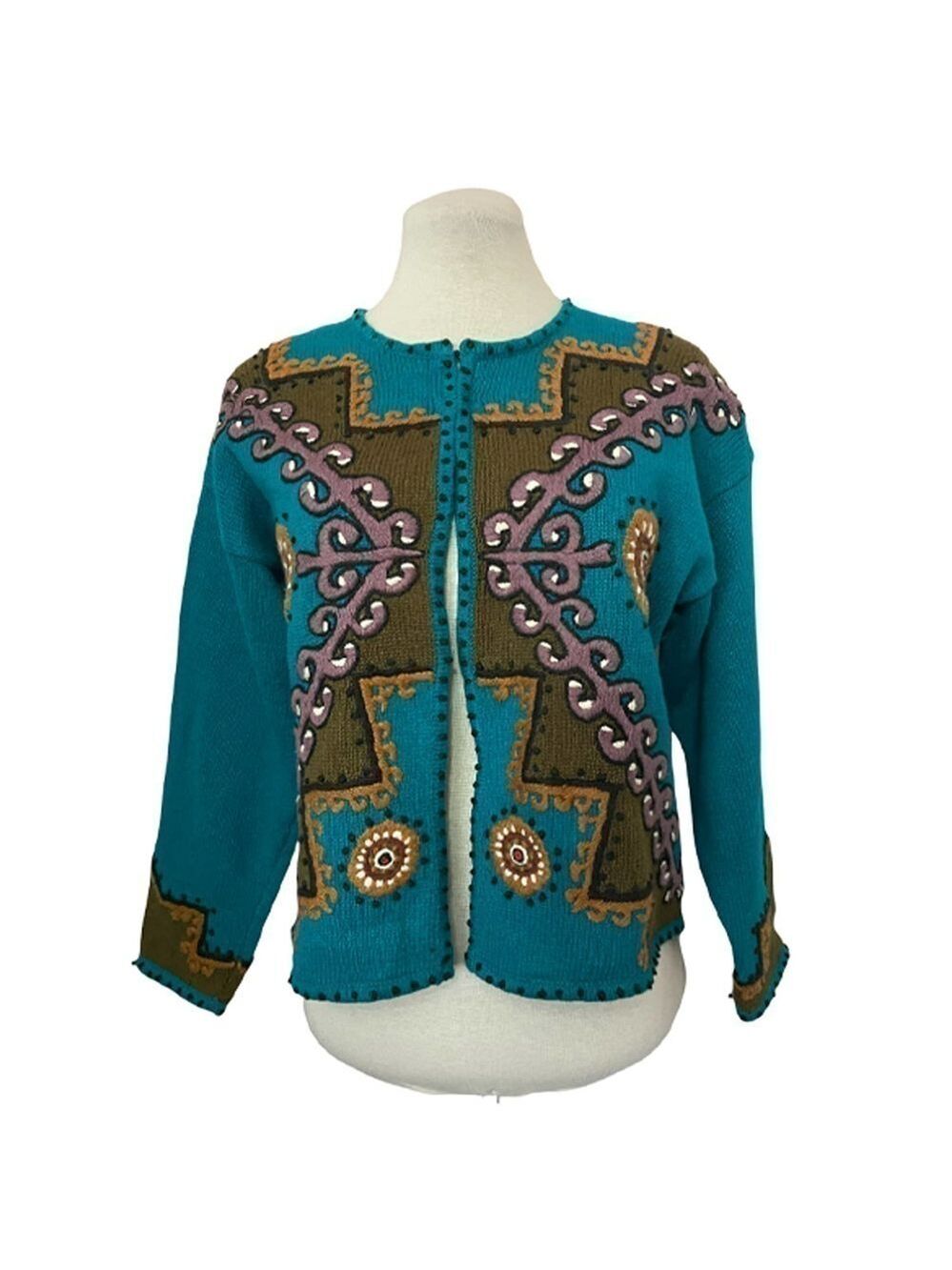 𝅺rafia Vintage 80's Embroidered Sweater Women's Size M